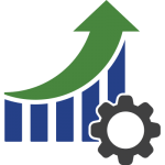 A blue and green graph with a setting and arrow