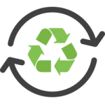 A green recycle symbol with arrows